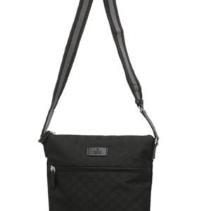 Gucci Unisex GG Guccissima Web Black Canvas Messenger Bag Crossbody 449185 | AlmaBagz