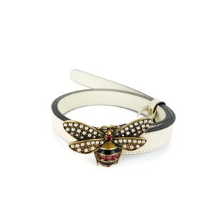 Gucci White Queen Margaret Bee Belt | AlmaBagz