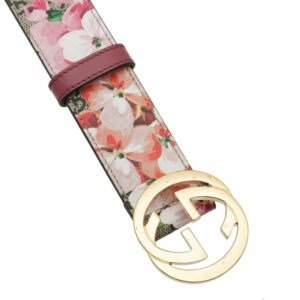 Gucci Bicolor Double G Blooms Print Belt 34 | AlmaBagz
