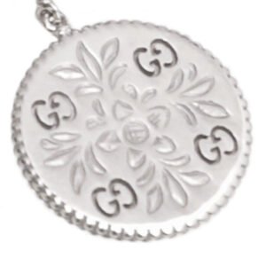 Gucci 18K White Gold GG Floral Hoop Drop Earrings | AlmaBagz