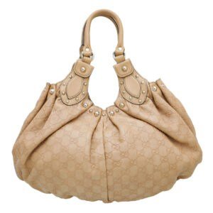 Gucci Beige GG Guccissima Studded Pelham Bag | AlmaBagz