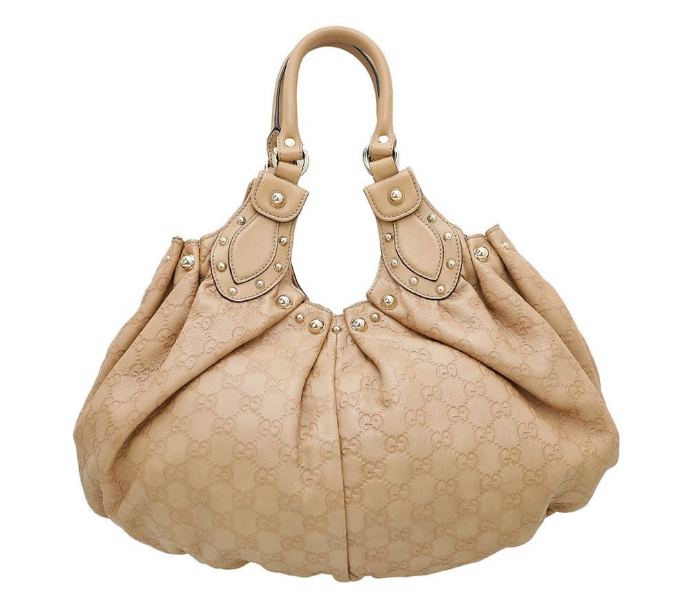 Gucci Beige GG Guccissima Studded Pelham Bag | AlmaBagz