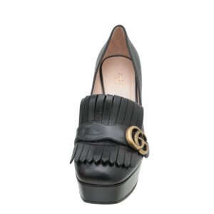 Gucci Black GG Marmont Fringe Platform Pump 38 | AlmaBagz
