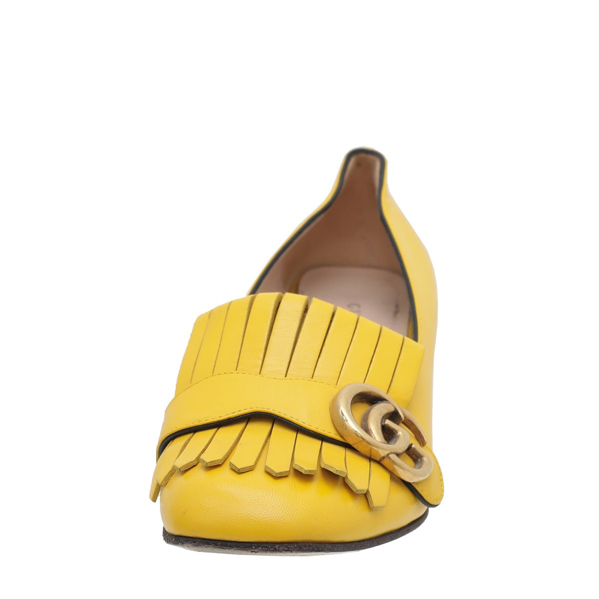 Gucci Yellow GG Marmont Mid-Heel Pump 36 | AlmaBagz