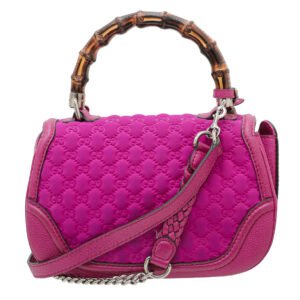 Gucci Magenta GG Neoprene New Bamboo Top Handle Bag | AlmaBagz