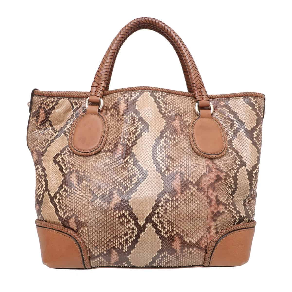 Gucci Brown Python Marrakech Tote Bag | AlmaBagz