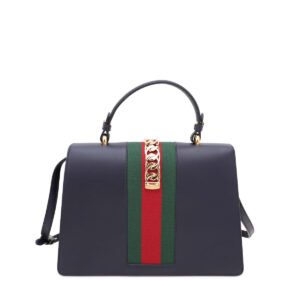 Gucci Navy Blue Sylvie Medium Bag | AlmaBagz