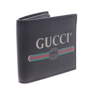 Gucci Printed Logo Leather Wallet In Black | AlmaBagz
