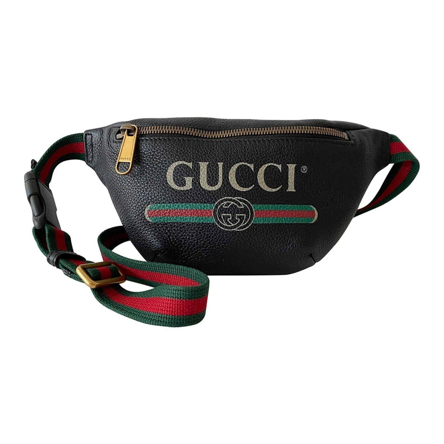 Gucci Logo Print Leather Small Belt Bag | AlmaBagz
