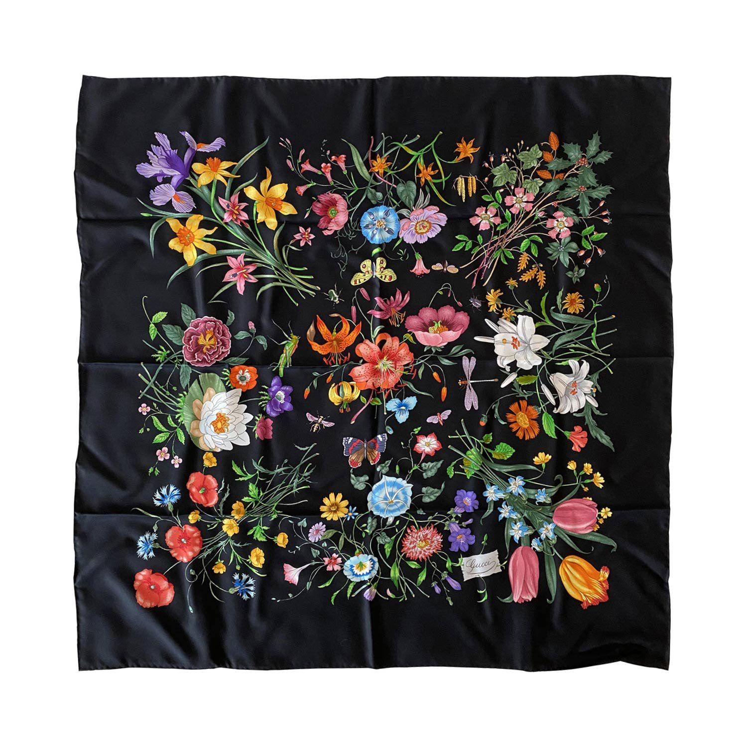 Gucci GG Printed Silk Floral Scarf | AlmaBagz