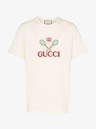 Gucci GG Tennis Cotton Logo T-Shirt in White | AlmaBagz
