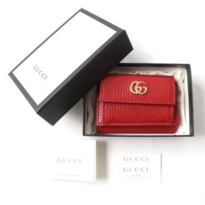 GUCCI Tri-fold wallet 523277 Main: Leather Red x Gold Metal Women Used | AlmaBagz