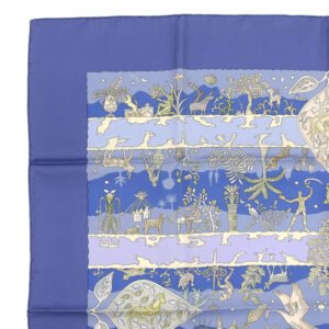 HERMES scarf silk Blue fertile river River fertiles Carre90 Women Used | AlmaBagz