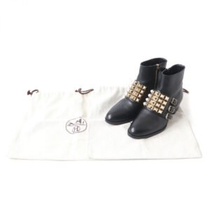 HERMES boots Main: Leather Black x Gold Metal Women 35.5 Used | AlmaBagz