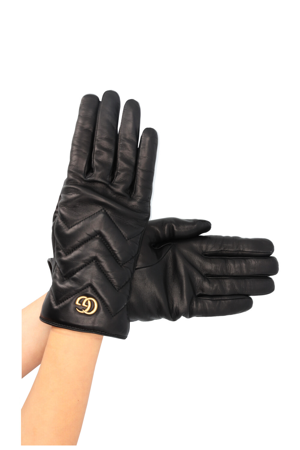 GUCCI Quilted Marmont Gloves Leather Black | AlmaBagz