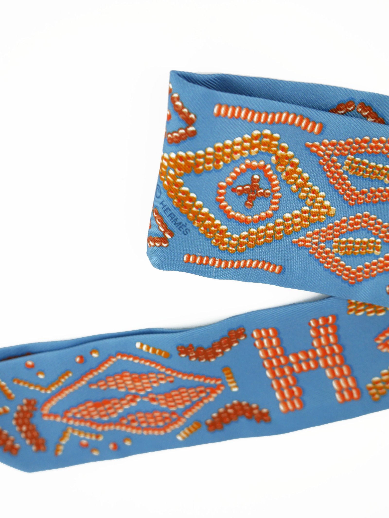 Hermes Blue "Beaded" Twilly | AlmaBagz