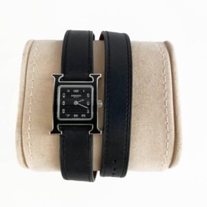 Hermes Black H Heure Watch 21x21mm | AlmaBagz