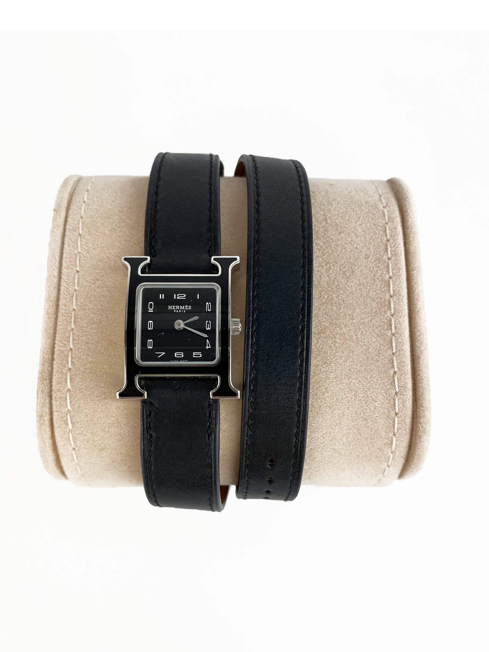 Hermes Black H Heure Watch 21x21mm | AlmaBagz