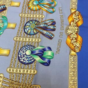 Hermes Blue Les Rubans du Cheval Scarf | AlmaBagz