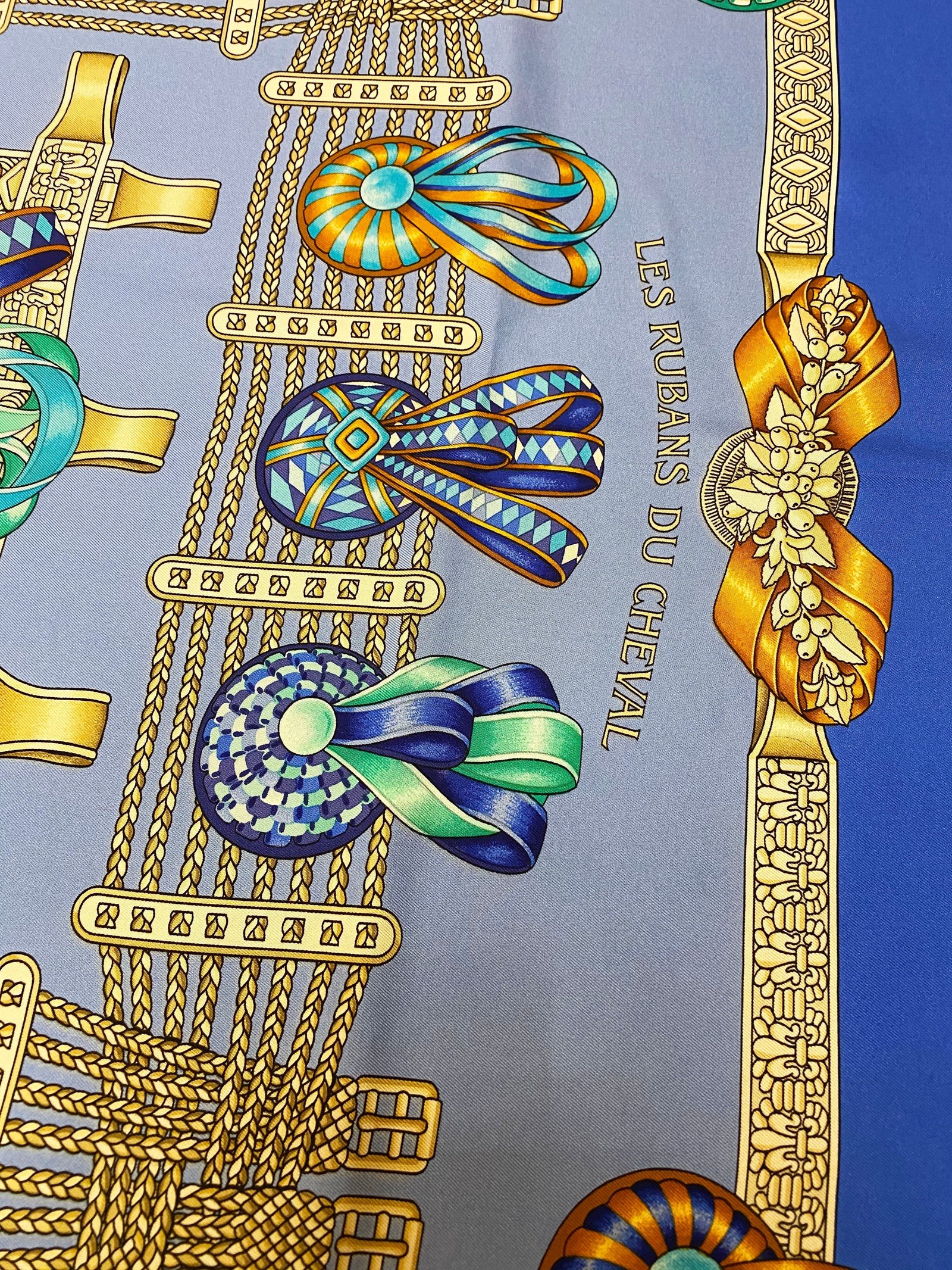 Hermes Blue Les Rubans du Cheval Scarf | AlmaBagz