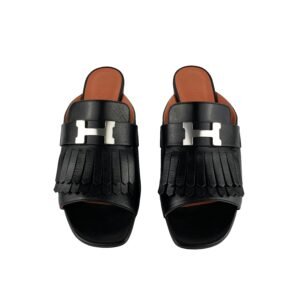 Hermes Black Rivoli Mules 39 | AlmaBagz
