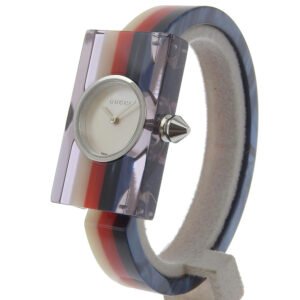 GUCCI Watches Quartz 143.5 Stainless Steel, Plastic White / red / navy Bangle watch Vintage web Silver shell dial Women Used | AlmaBagz