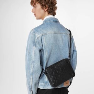 LOUIS VUITTON Calfskin Monogram Shadow Duo Messenger In Black | AlmaBagz