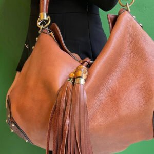Gucci Indy Large Caramel Leather With Tassel | AlmaBagz