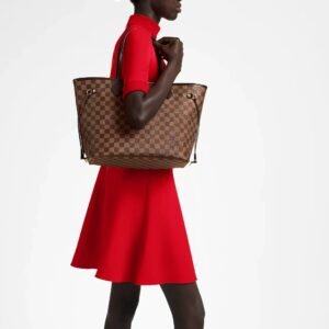 LOUIS VUITTON Damier Ebene Neverfull MM Tote In Rose Ballerine | AlmaBagz