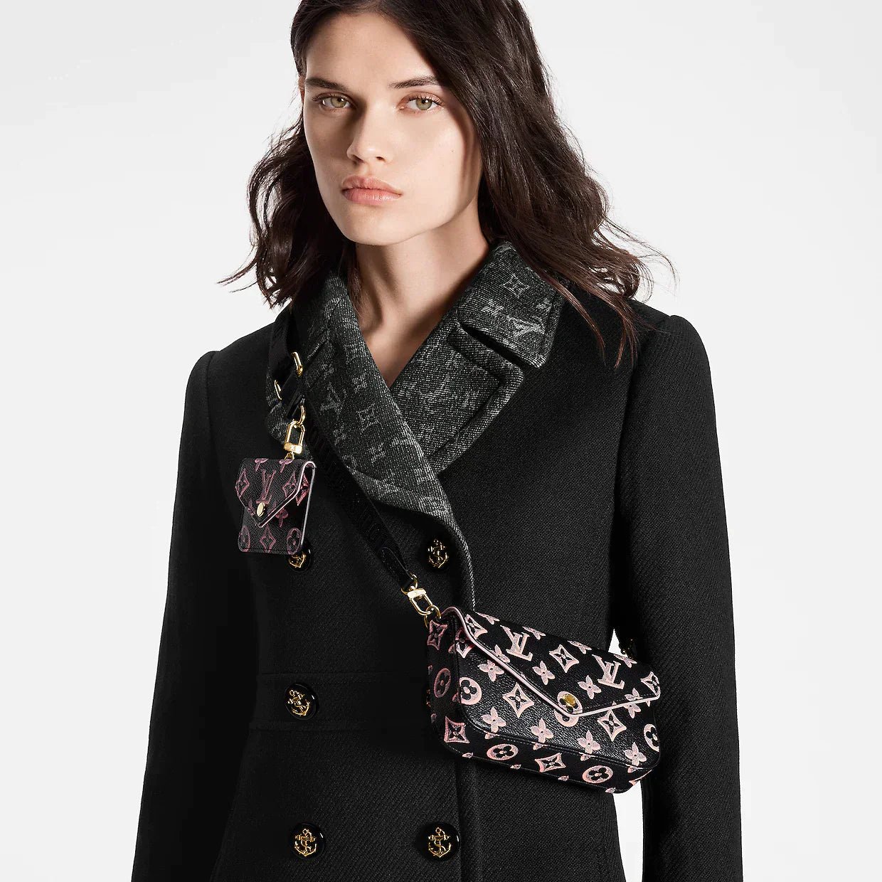 LOUIS VUITTON 2022 Felicie Strap & Go Crossbody Bag In Black | AlmaBagz