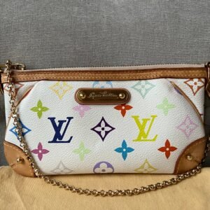 Louis Vuitton Milla Pochette White Multicolore Takashi | AlmaBagz