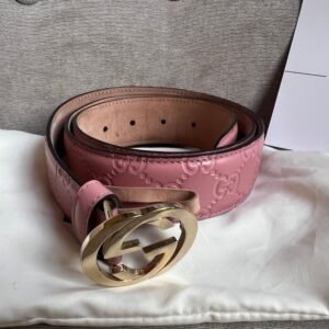 Gucci Pink Guccissima Wide Belt | AlmaBagz
