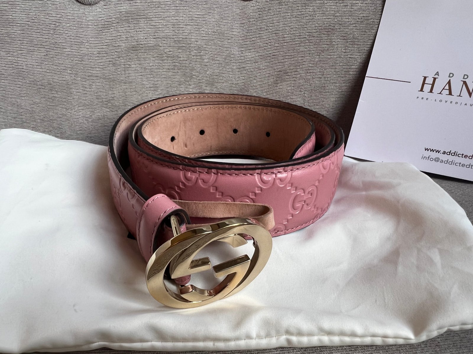 Gucci Pink Guccissima Wide Belt | AlmaBagz