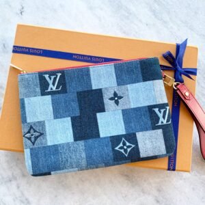 Louis Vuitton Denim Monogram Patchwork City Pouch | AlmaBagz