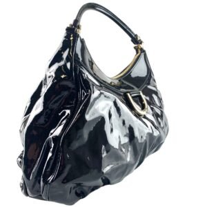 Gucci Black Patent D Ring Hobo | AlmaBagz