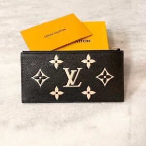 LOUIS VUITTON 2022 Monogram Empreinte Leather Zippy Coin Insert In Black/Beige | AlmaBagz