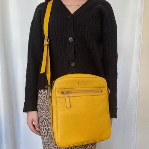 Gucci Yellow Diamante Zipped Messenger Bag | AlmaBagz