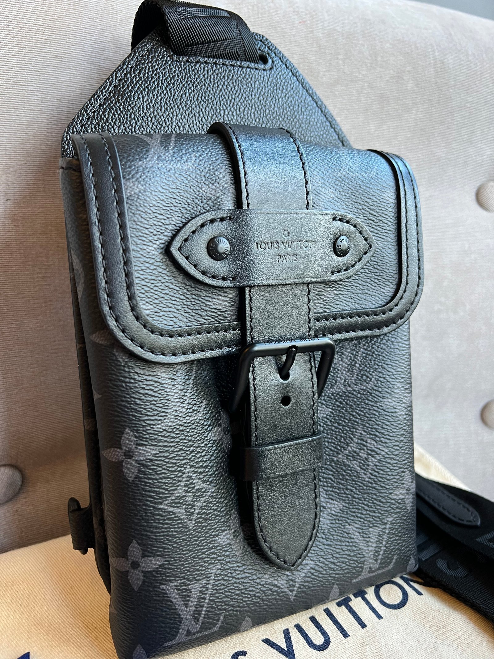 Louis Vuitton Saumur Sling Bag Monogram Eclipse (RRP £1510) | AlmaBagz - Image 5