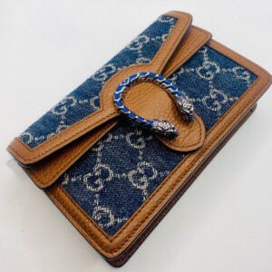 Gucci Super Mini Dionysus Shoulder Bag in GG Blue Denim | AlmaBagz