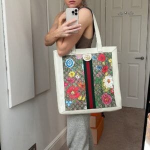 Gucci White Monogram Canvas Flora Large Ophidia Shopping Tote (RRP £1,250) | AlmaBagz