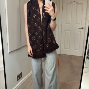 Louis Vuitton Logomania Scarf in Brown and Gold (RRP £335) | AlmaBagz
