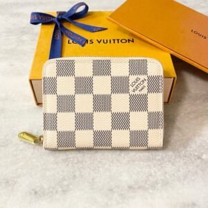 LOUIS VUITTON Damier Azur Zippy Coin Purse Padlock In Beige | AlmaBagz