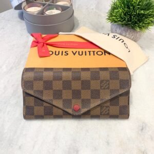 LOUIS VUITTON Damier Ebene Josephine Wallet In Fuchsia | AlmaBagz