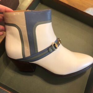 Gucci Ankle Boots in Ivory with Fog Blue Trim | AlmaBagz