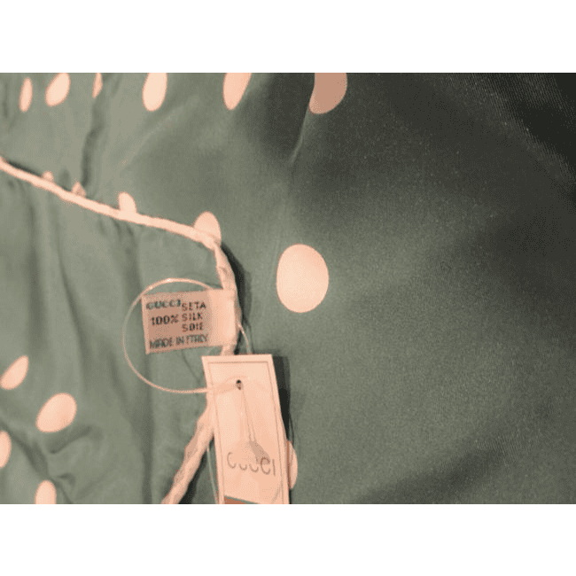 Gucci Teal White Polka Dot Silk Abstract Print Scarf | AlmaBagz
