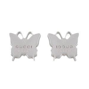 Gucci Logo Butterfly Post Earrings in Sterling Silver | AlmaBagz