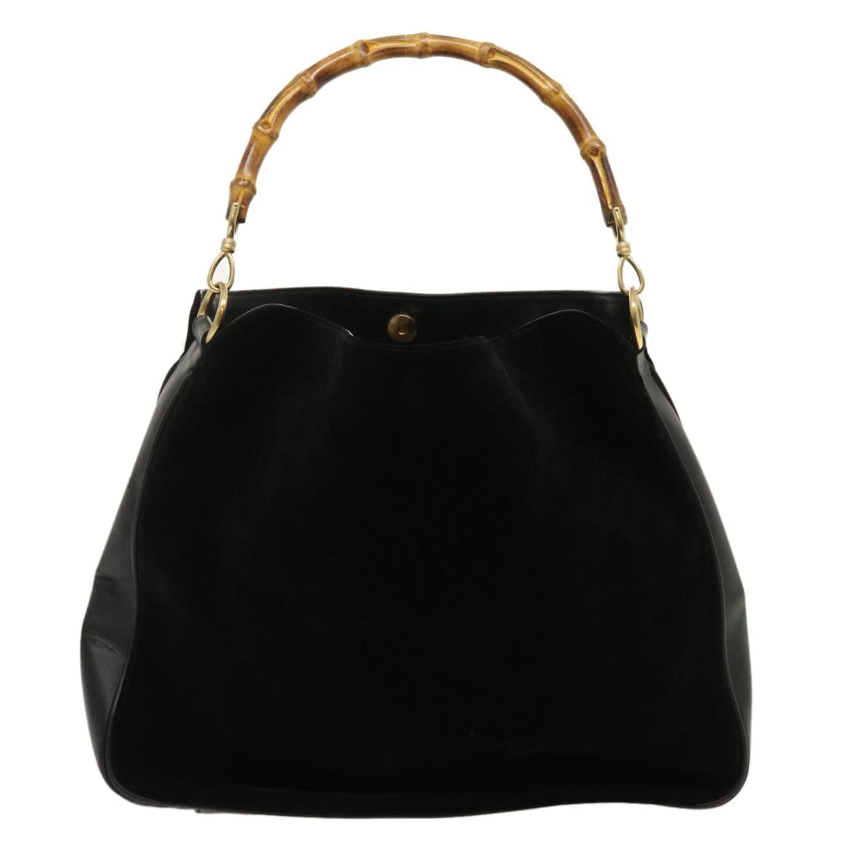 GUCCI Bamboo Shoulder Bag Leather Suede Brown ki1821 | AlmaBagz
