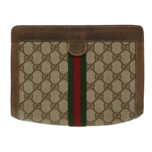 GUCCI GG Canvas Web Sherry Line Clutch Bag Beige Red Green 8901001  ki2301 | AlmaBagz