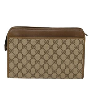 GUCCI GG Canvas Clutch Bag PVC Leather Beige 97.01.037  ki3062 | AlmaBagz