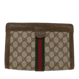 GUCCI GG Canvas Web Sherry Line Clutch Bag Beige Red 67.014.2125 ki3236 | AlmaBagz